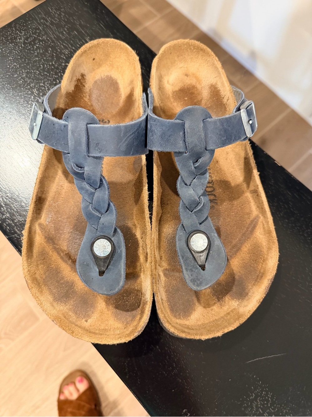 Birkenstock Blue leather Knotted Toe-Post Sandals